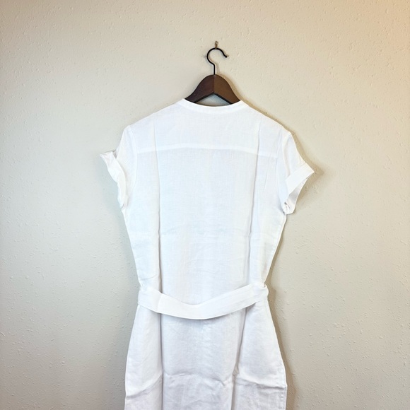 James Perse Elongated Tie Waist White Linen Midi Shirt Dress Size 2 NWT - Picture 10 of 14